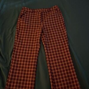 Forever 21 long plaid maroon and gold dress pants. Never worn.